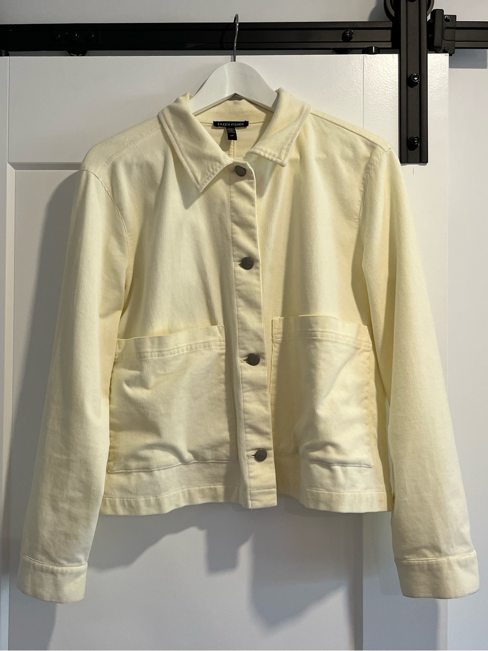 Eileen Fisher Light Cream Button-Front Jean Jacket